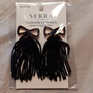 Bow and Beaded Tassels Earrings